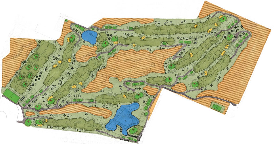 This photo contains an aerial view of the entire course.